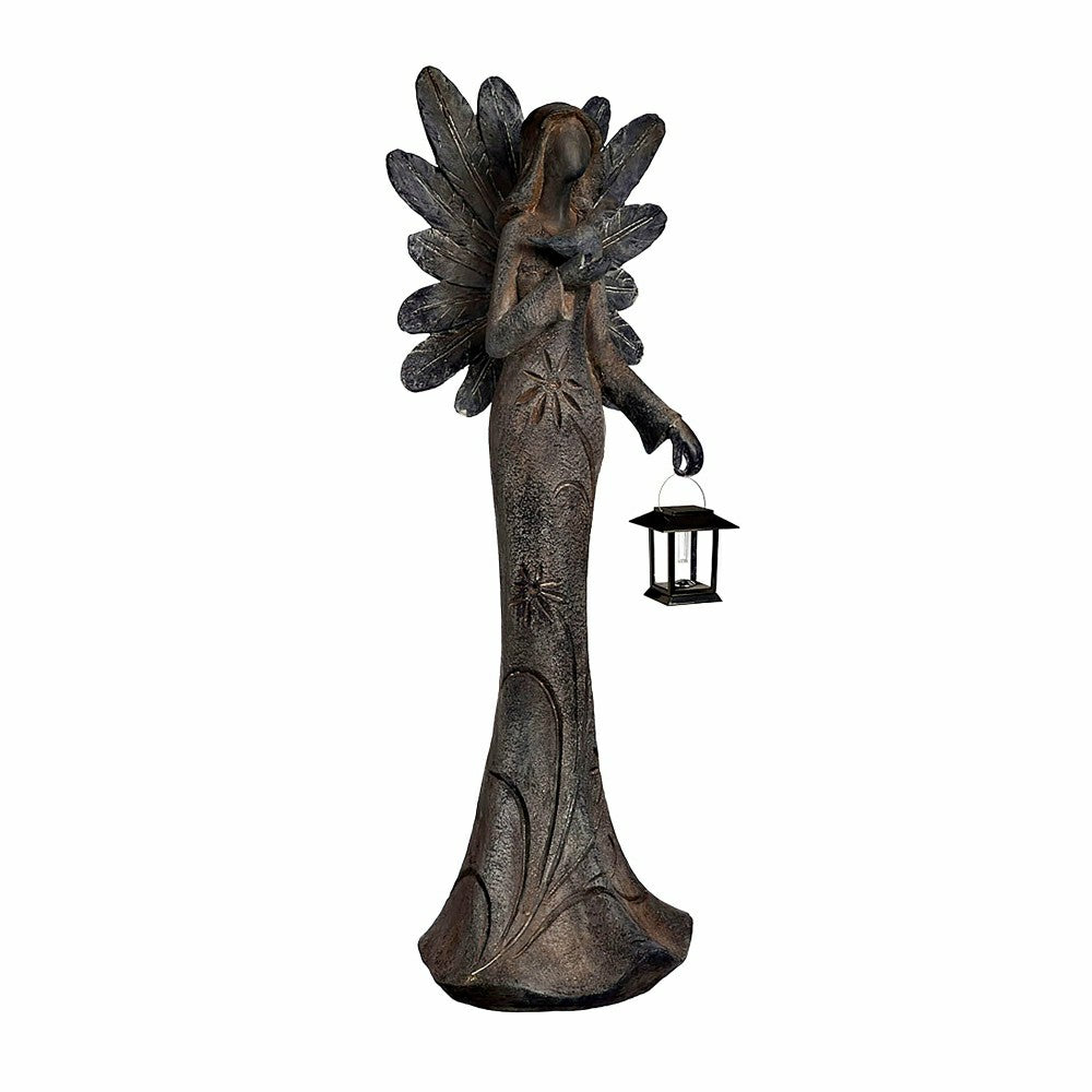 Plow & Hearth Solar Sculpted Angel Statue with Lantern