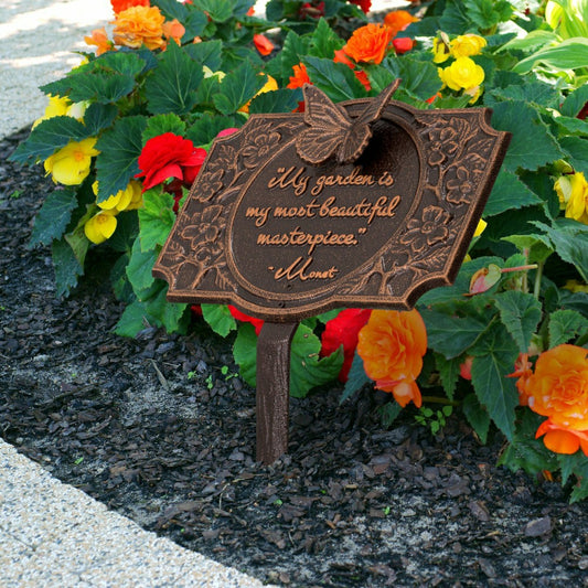 Plow & Hearth Monet Garden Butterfly Lawn Plaque, Antique Copper