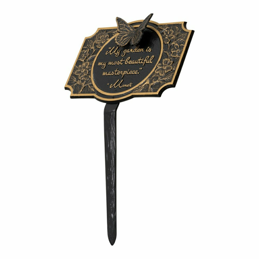 Plow & Hearth Monet Garden Butterfly Lawn Plaque, Antique Copper