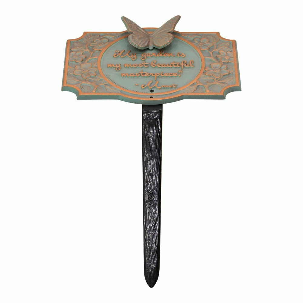 Plow & Hearth Monet Garden Butterfly Lawn Plaque, Antique Copper