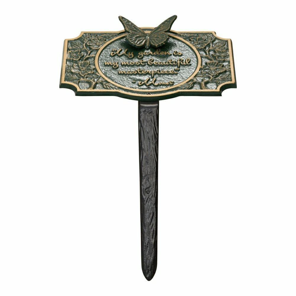 Plow & Hearth Monet Garden Butterfly Lawn Plaque, Antique Copper