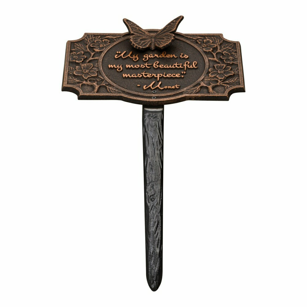 Plow & Hearth Monet Garden Butterfly Lawn Plaque, Antique Copper