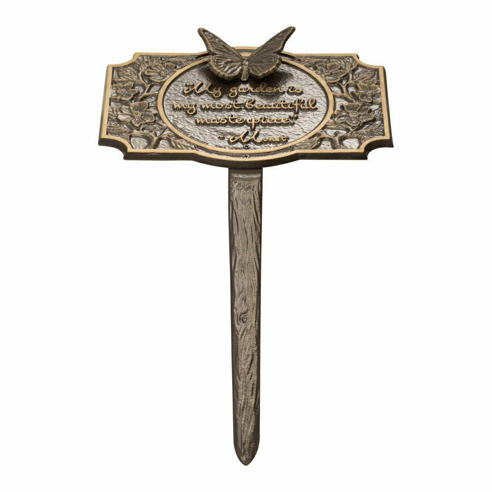 Plow & Hearth Monet Garden Butterfly Lawn Plaque, Antique Copper