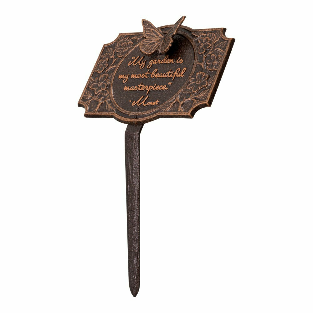Plow & Hearth Monet Garden Butterfly Lawn Plaque, Antique Copper