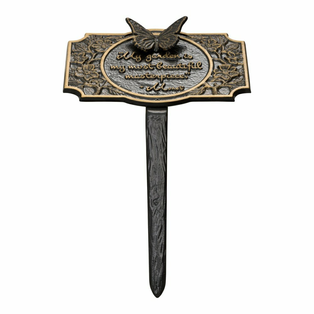 Plow & Hearth Monet Garden Butterfly Lawn Plaque, Antique Copper