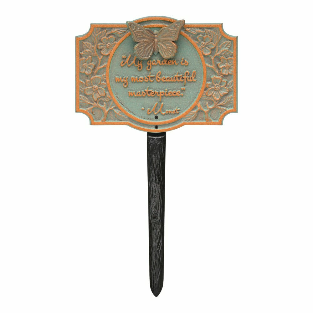 Plow & Hearth Monet Garden Butterfly Lawn Plaque, Antique Copper