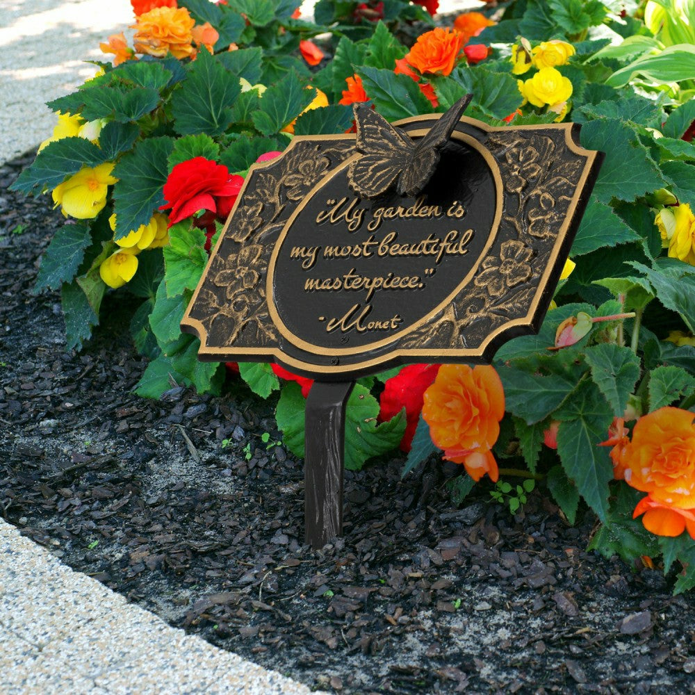 Plow & Hearth Monet Garden Butterfly Lawn Plaque, Antique Copper