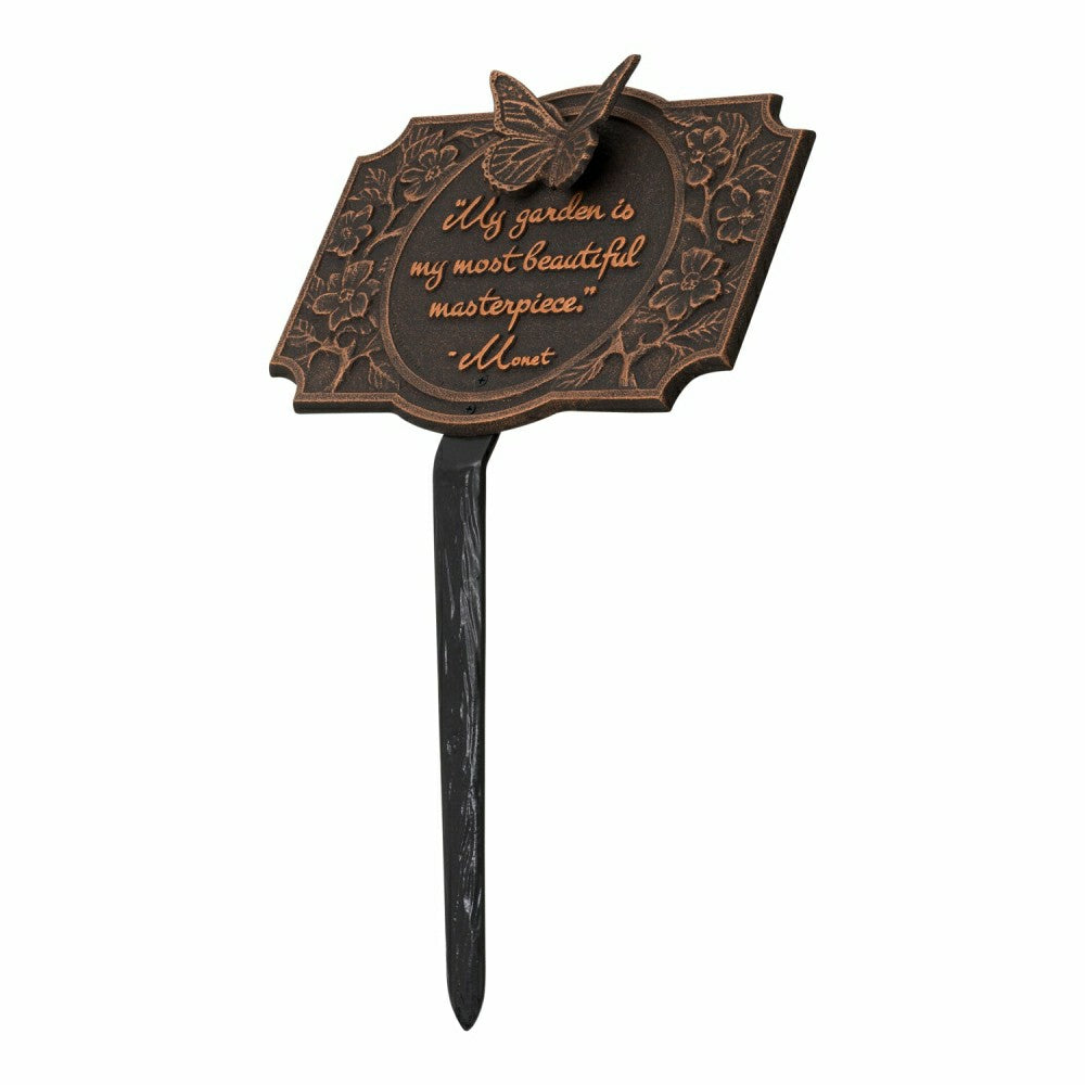 Plow & Hearth Monet Garden Butterfly Lawn Plaque, Antique Copper