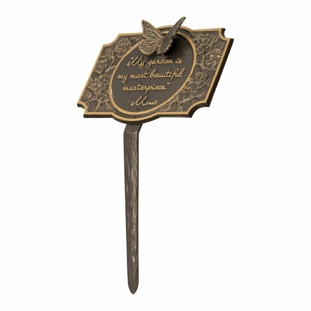 Plow & Hearth Monet Garden Butterfly Lawn Plaque, Antique Copper