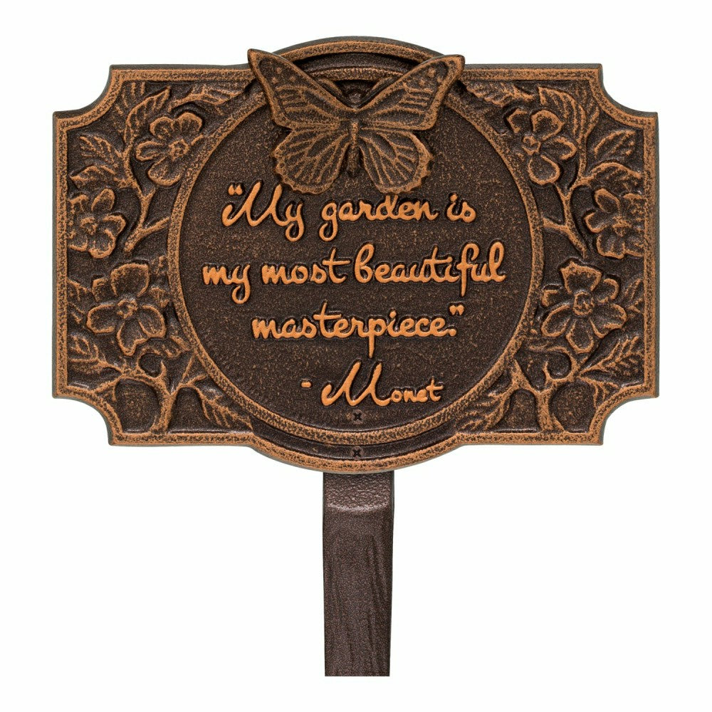 Plow & Hearth Monet Garden Butterfly Lawn Plaque, Antique Copper