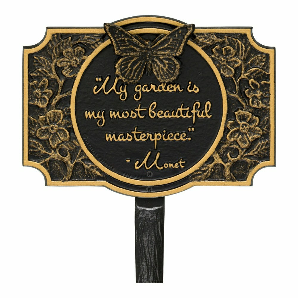 Plow & Hearth Monet Garden Butterfly Lawn Plaque, Antique Copper