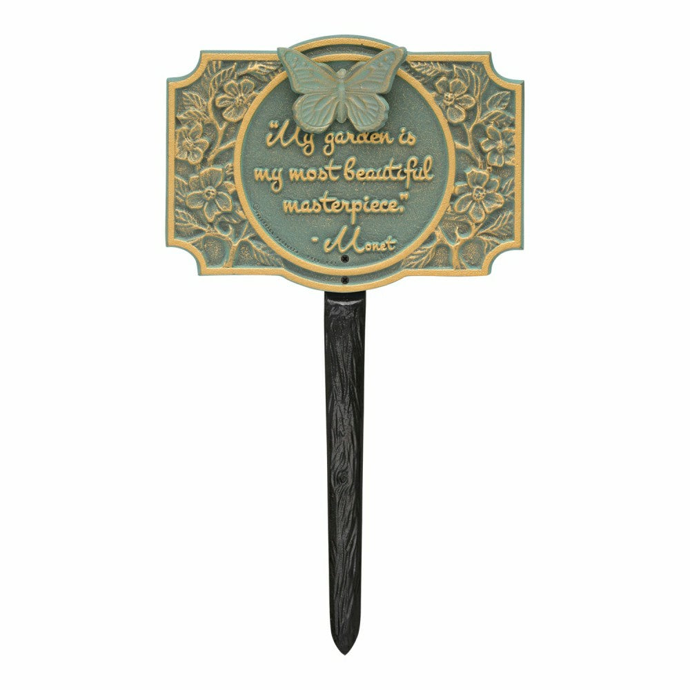 Plow & Hearth Monet Garden Butterfly Lawn Plaque, Antique Copper