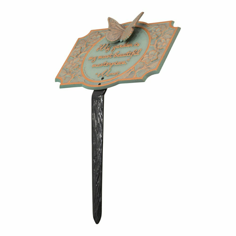 Plow & Hearth Monet Garden Butterfly Lawn Plaque, Antique Copper