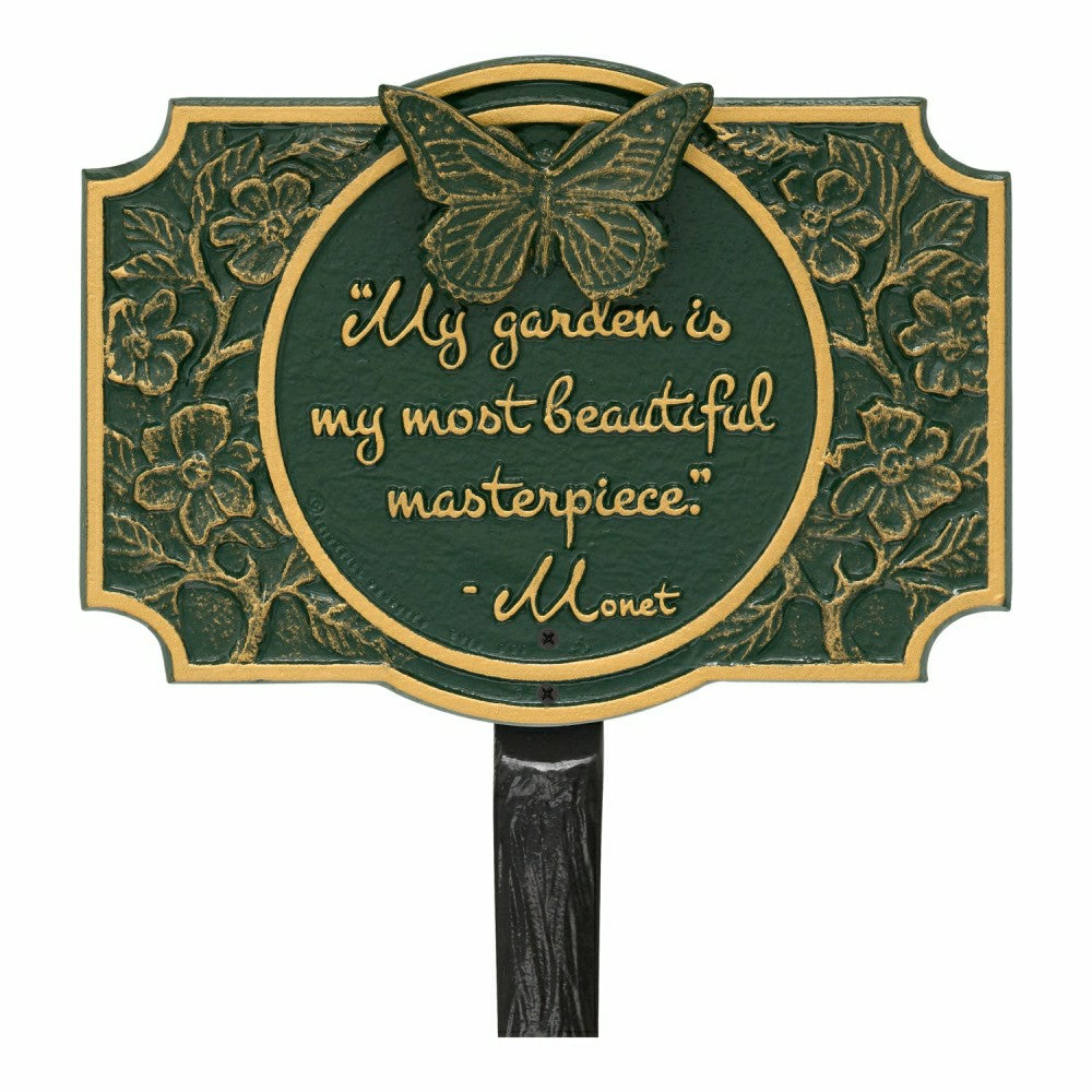 Plow & Hearth Monet Garden Butterfly Lawn Plaque, Antique Copper