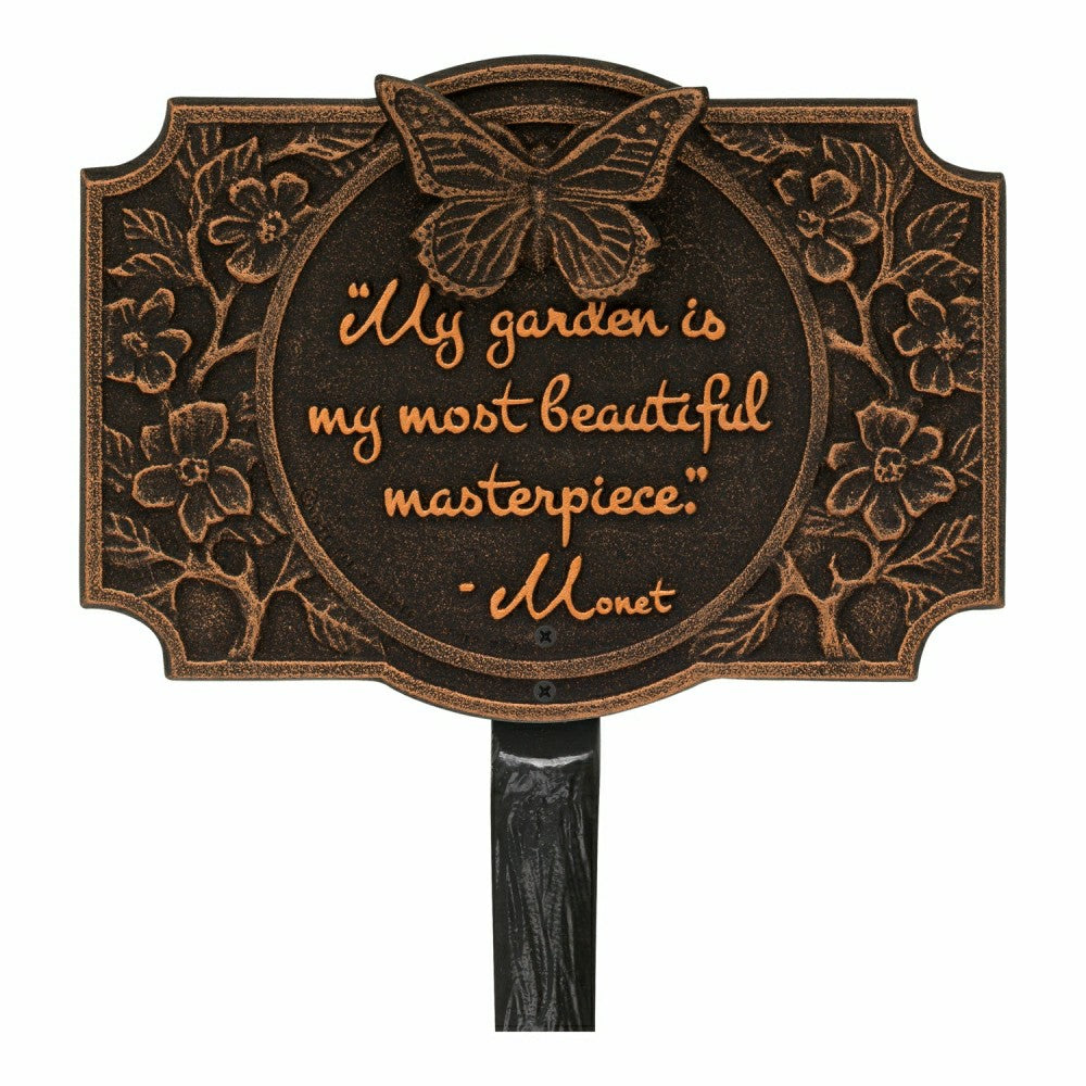 Plow & Hearth Monet Garden Butterfly Lawn Plaque, Antique Copper