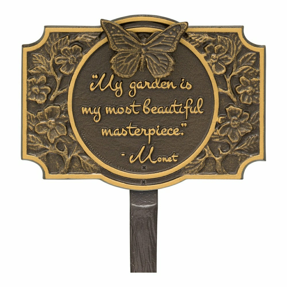 Plow & Hearth Monet Garden Butterfly Lawn Plaque, Antique Copper