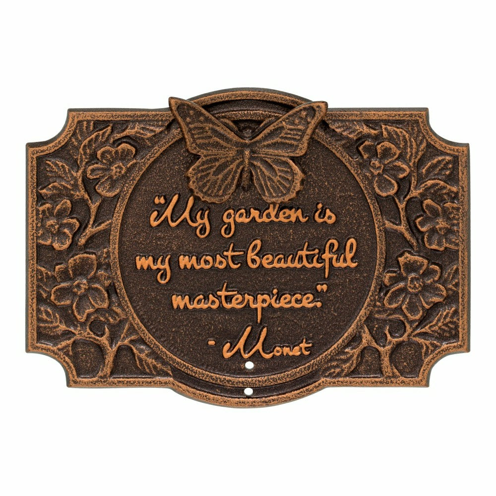 Plow & Hearth Monet Garden Butterfly Lawn Plaque, Antique Copper