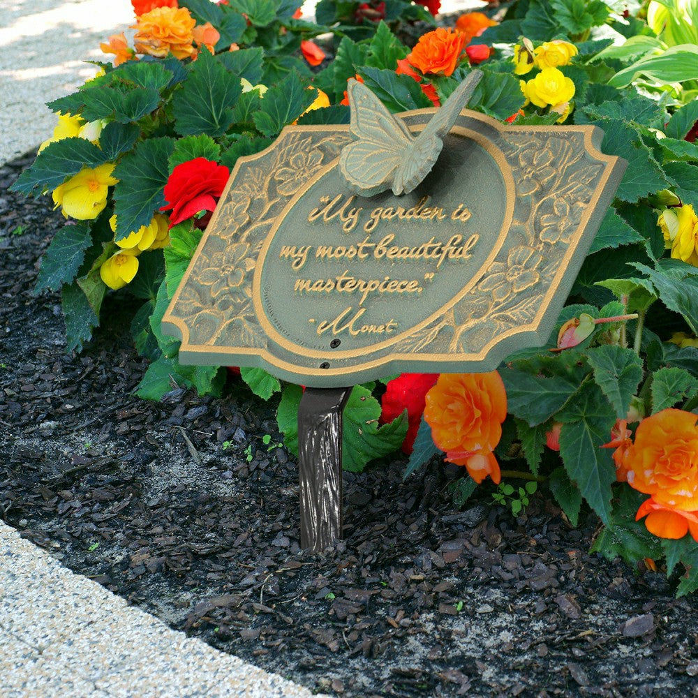 Plow & Hearth Monet Garden Butterfly Lawn Plaque, Antique Copper