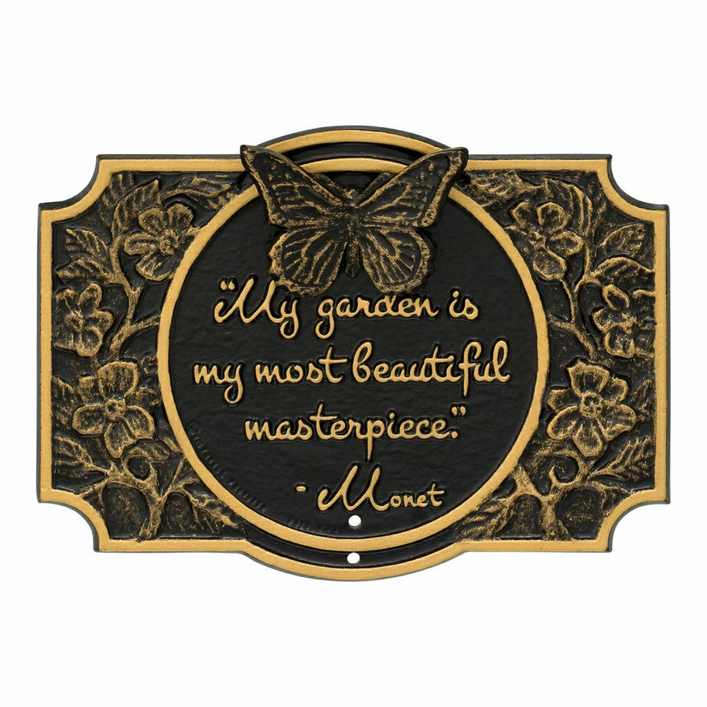 Plow & Hearth Monet Garden Butterfly Lawn Plaque, Antique Copper