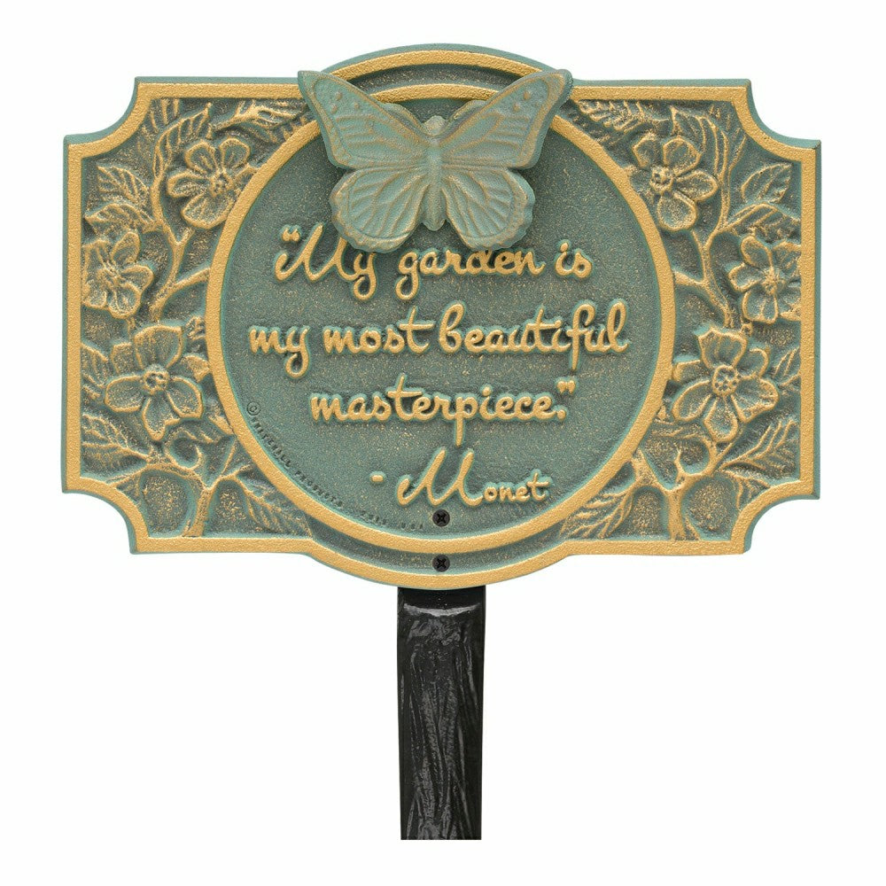 Plow & Hearth Monet Garden Butterfly Lawn Plaque, Antique Copper