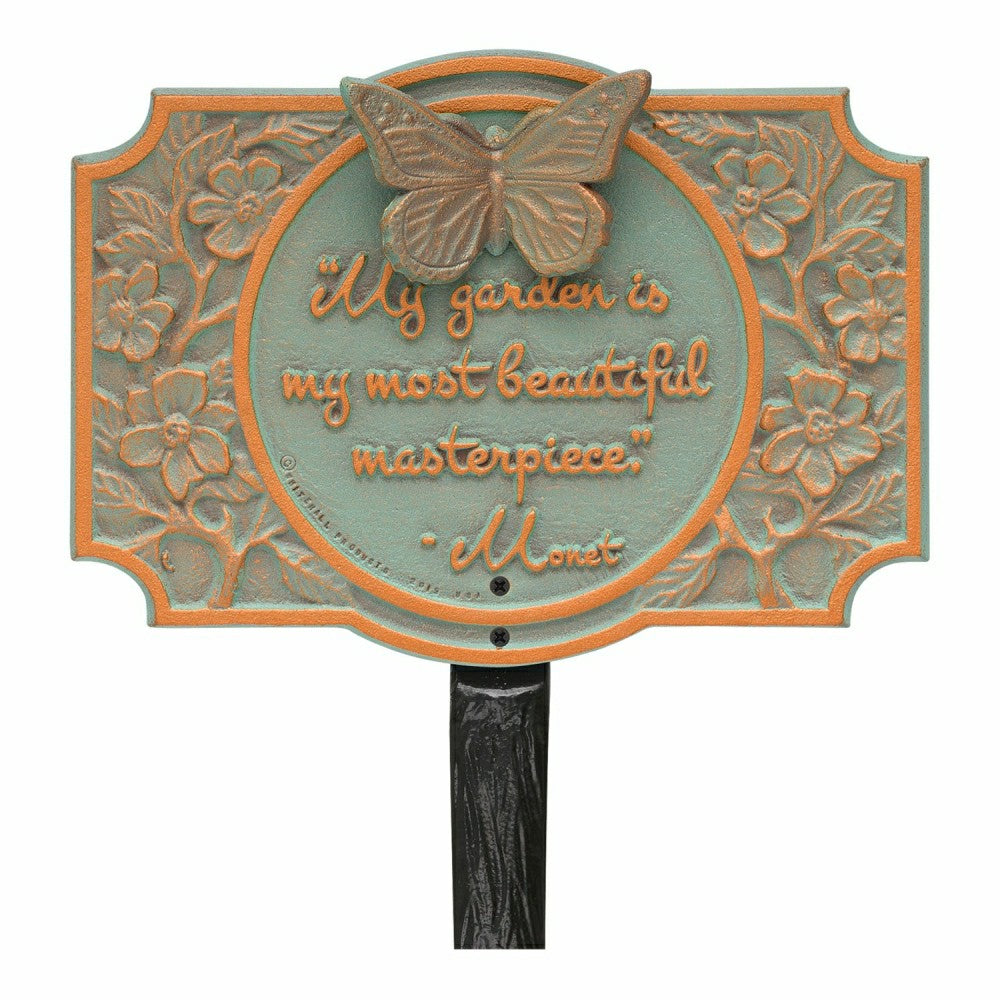 Plow & Hearth Monet Garden Butterfly Lawn Plaque, Antique Copper