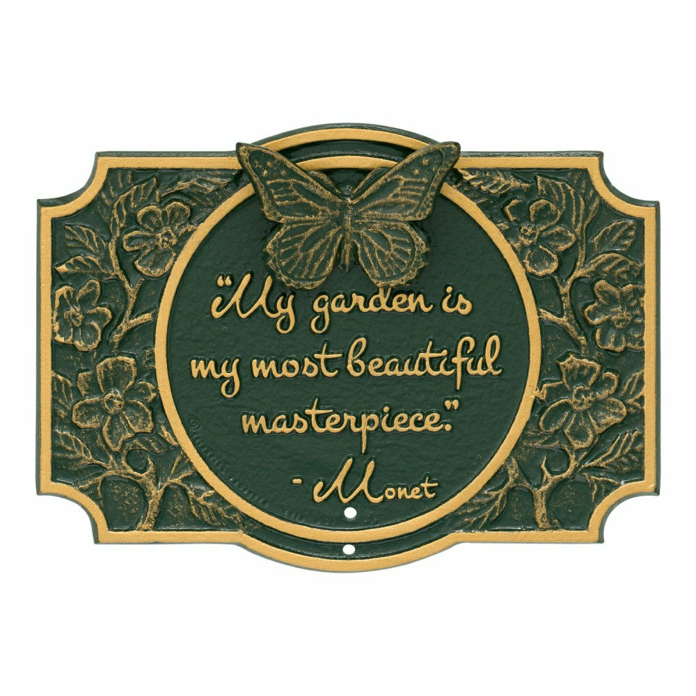 Plow & Hearth Monet Garden Butterfly Lawn Plaque, Antique Copper