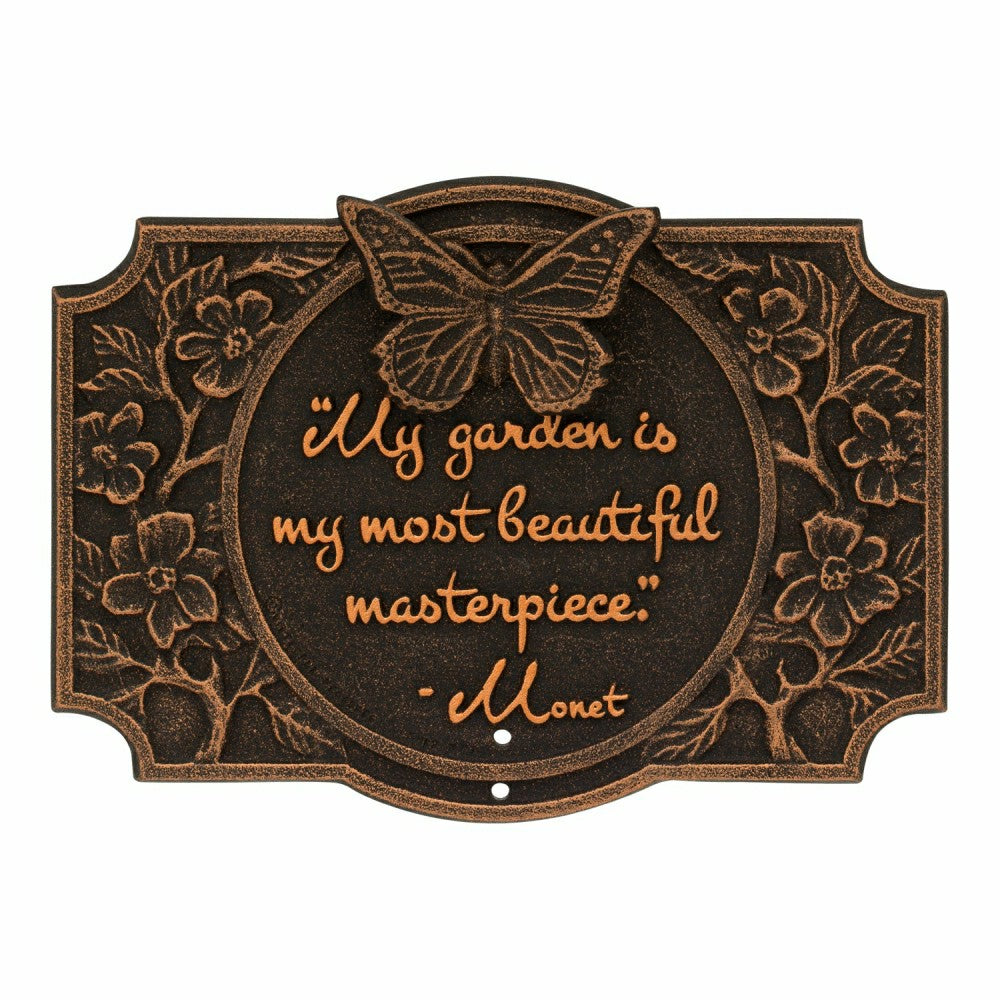 Plow & Hearth Monet Garden Butterfly Lawn Plaque, Antique Copper