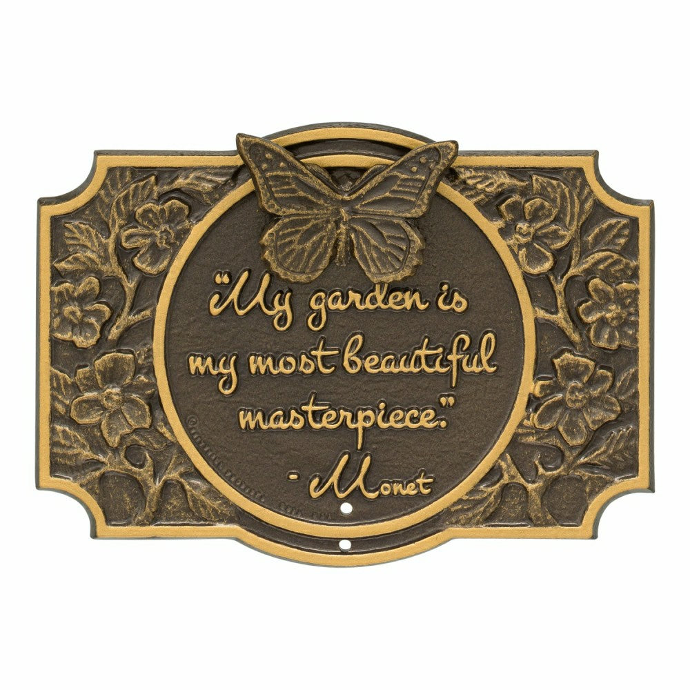 Plow & Hearth Monet Garden Butterfly Lawn Plaque, Antique Copper