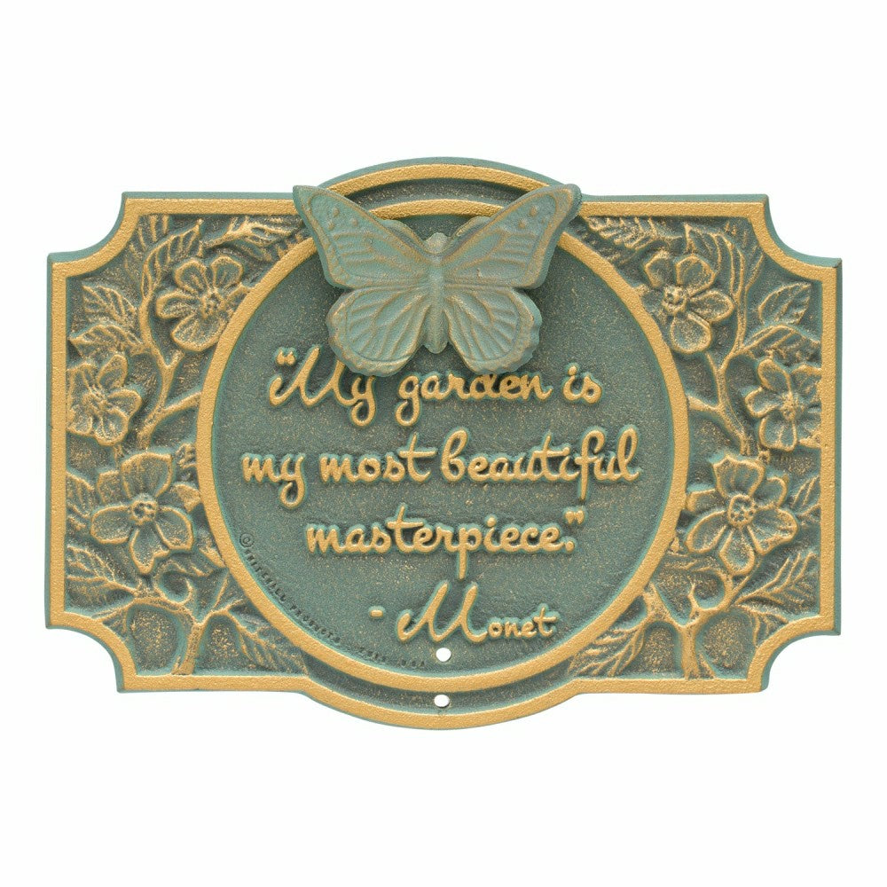 Plow & Hearth Monet Garden Butterfly Lawn Plaque, Antique Copper