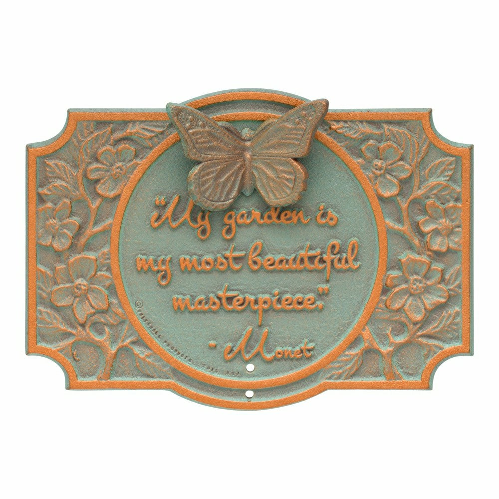 Plow & Hearth Monet Garden Butterfly Lawn Plaque, Antique Copper