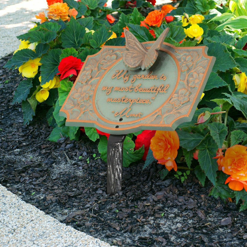 Plow & Hearth Monet Garden Butterfly Lawn Plaque, Antique Copper