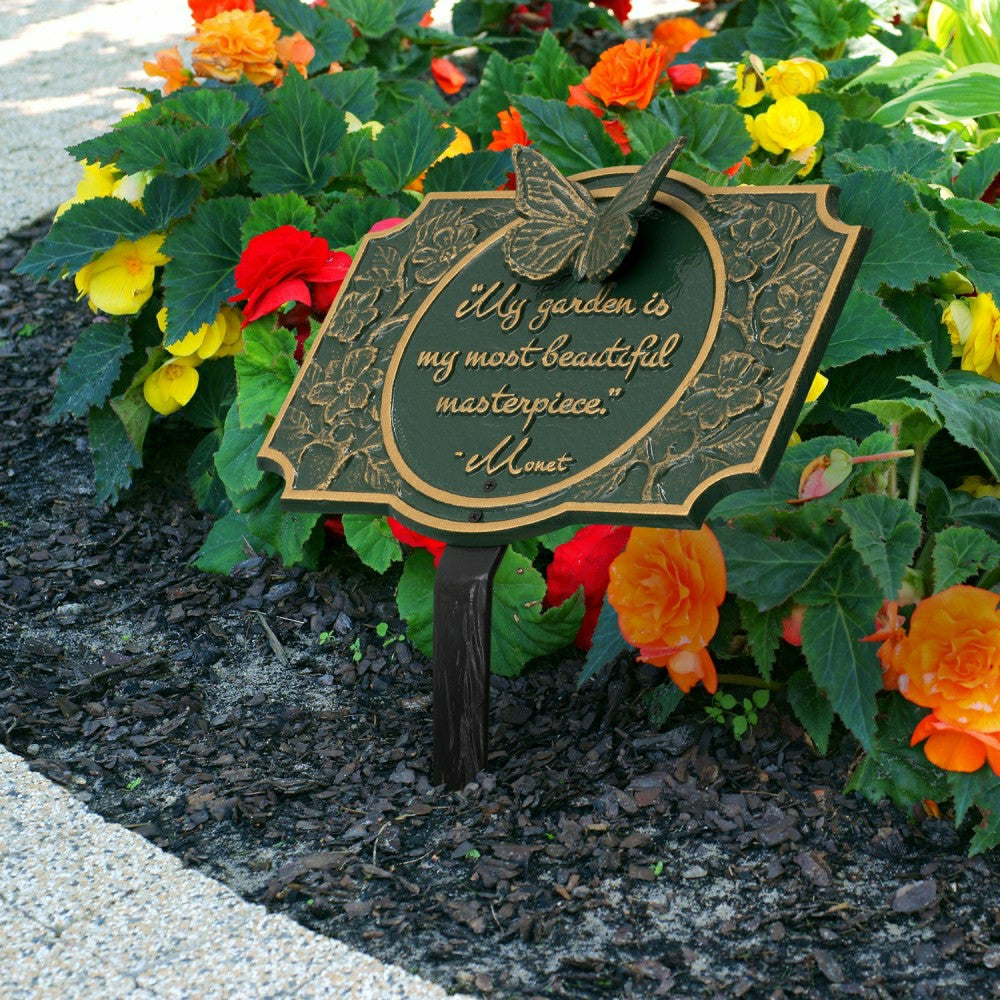 Plow & Hearth Monet Garden Butterfly Lawn Plaque, Antique Copper