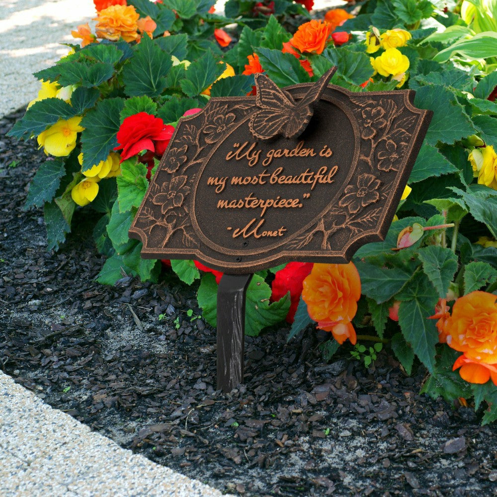 Plow & Hearth Monet Garden Butterfly Lawn Plaque, Antique Copper