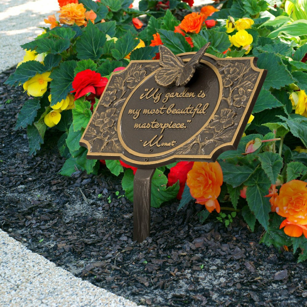 Plow & Hearth Monet Garden Butterfly Lawn Plaque, Antique Copper