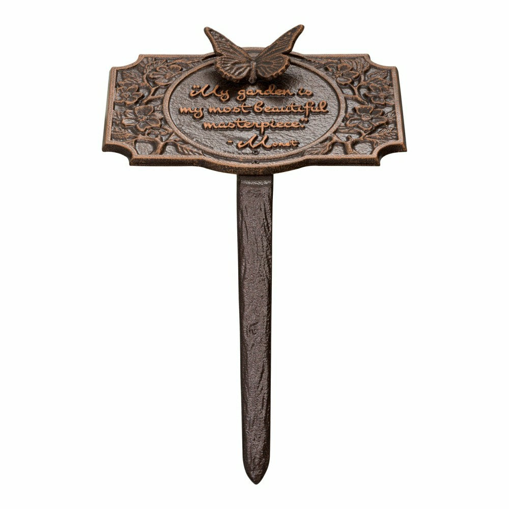 Plow & Hearth Monet Garden Butterfly Lawn Plaque, Antique Copper