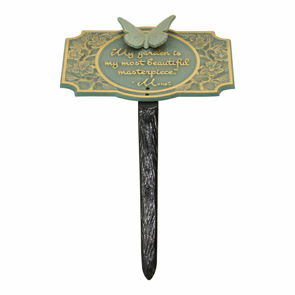 Plow & Hearth Monet Garden Butterfly Lawn Plaque, Antique Copper