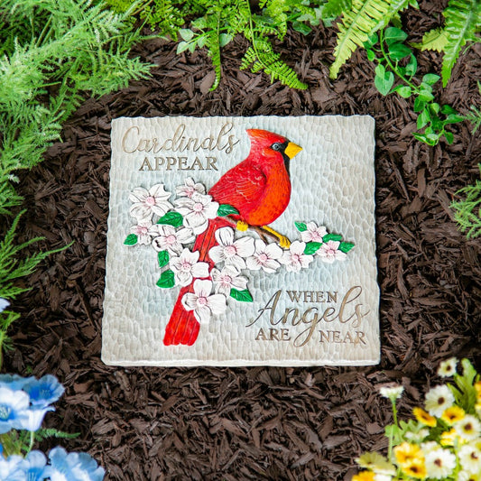 Plow & Hearth Memorial Garden Stone, Cardinals Appear when Angels are Near, 10.5"