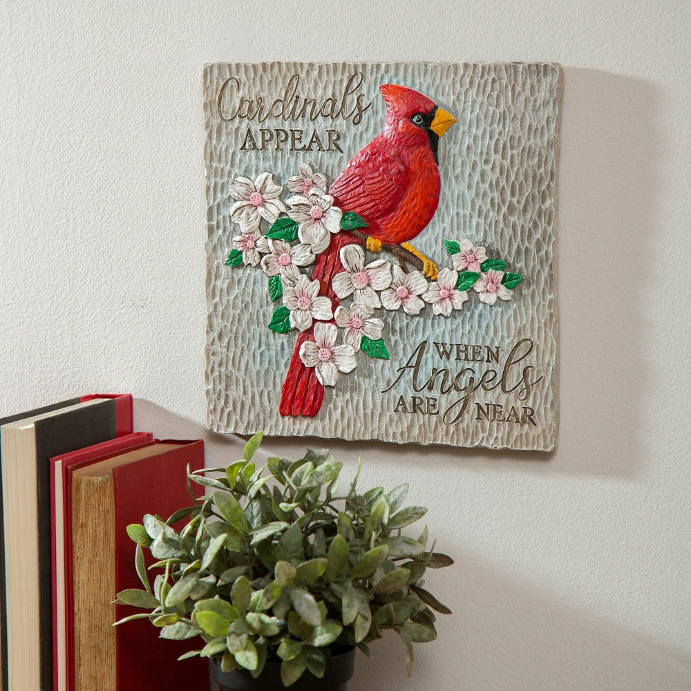Plow & Hearth Memorial Garden Stone, Cardinals Appear when Angels are Near, 10.5"