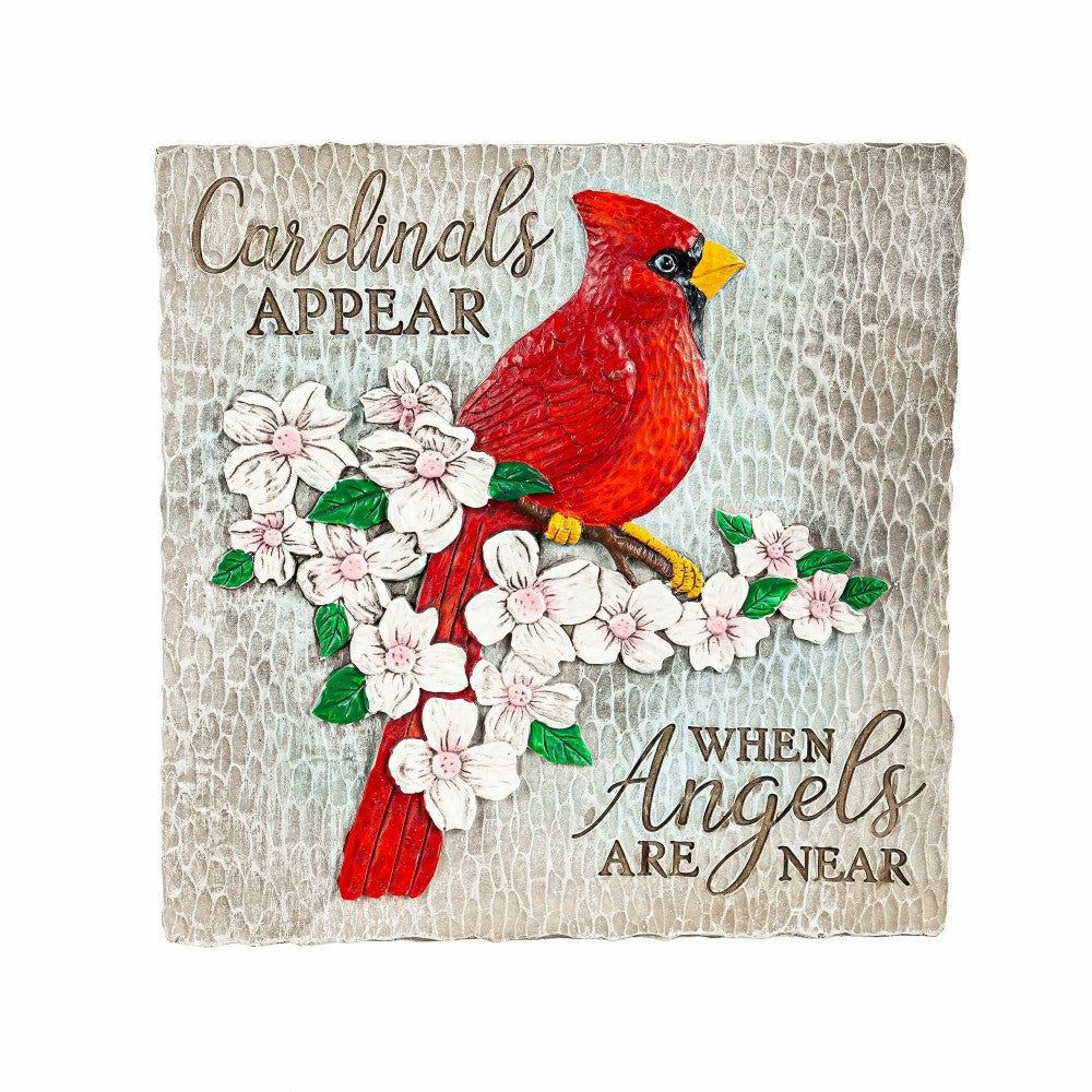 Plow & Hearth Memorial Garden Stone, Cardinals Appear when Angels are Near, 10.5"