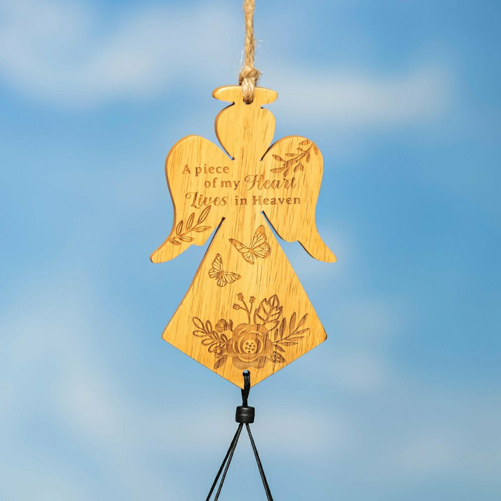 Plow & Hearth Memorial Wind Chime, Bamboo, Angel, 37" H