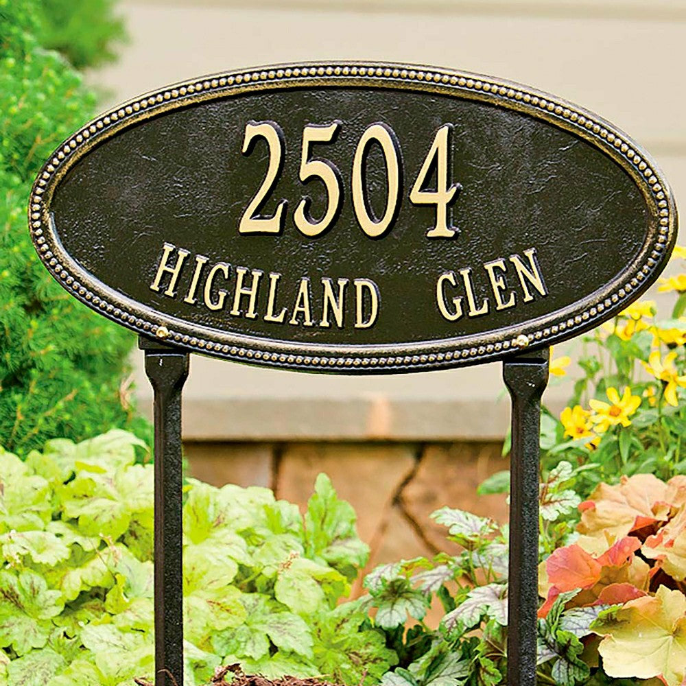 Plow & Hearth Beaded Oval Lawn Personalized Address Plaque
