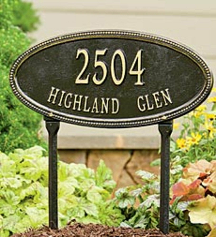 Plow & Hearth Beaded Oval Lawn Personalized Address Plaque