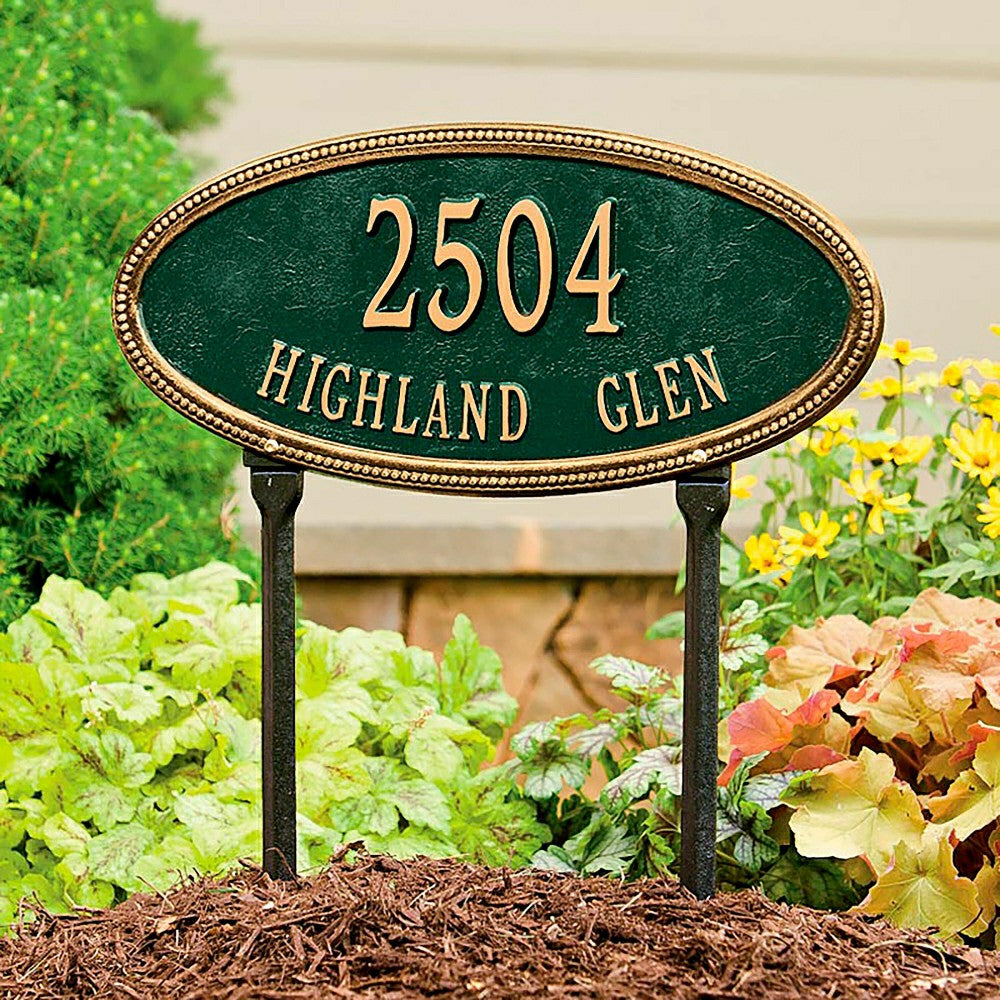 Plow & Hearth Beaded Oval Lawn Personalized Address Plaque
