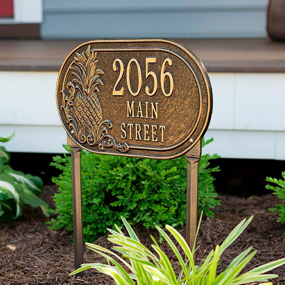 Plow & Hearth Personalized Pineapple Address Plaque Lawn Stake