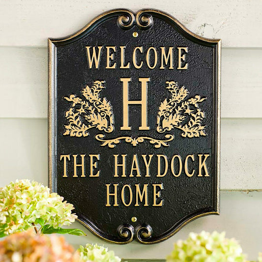 Plow & Hearth Aluminum Monogram Welcome Plaque