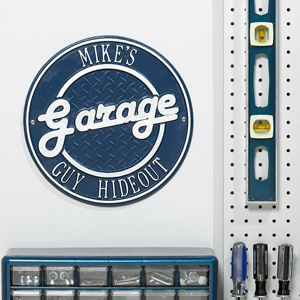 Plow & Hearth Personalized Round Retro Garage Sign