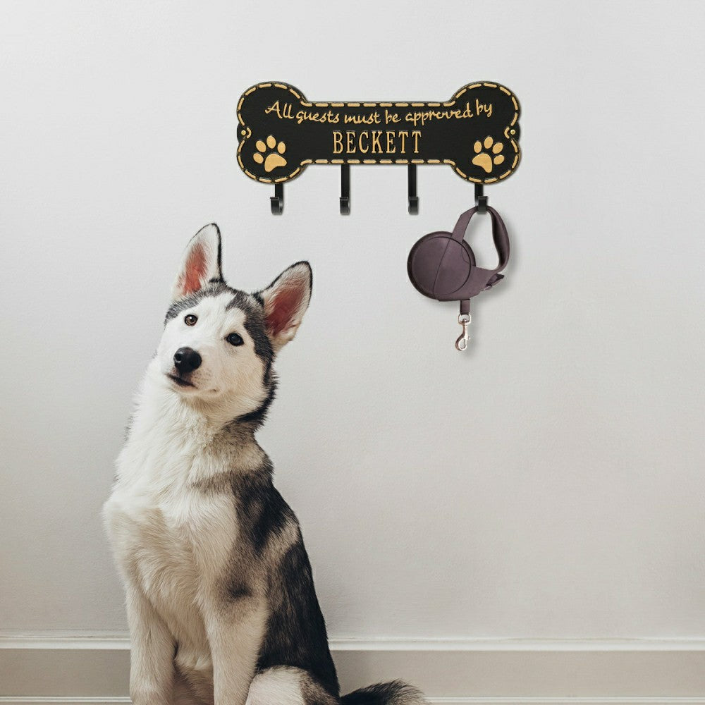 Plow & Hearth Beckett Paw Bone Hook Plaque, Black/Gold