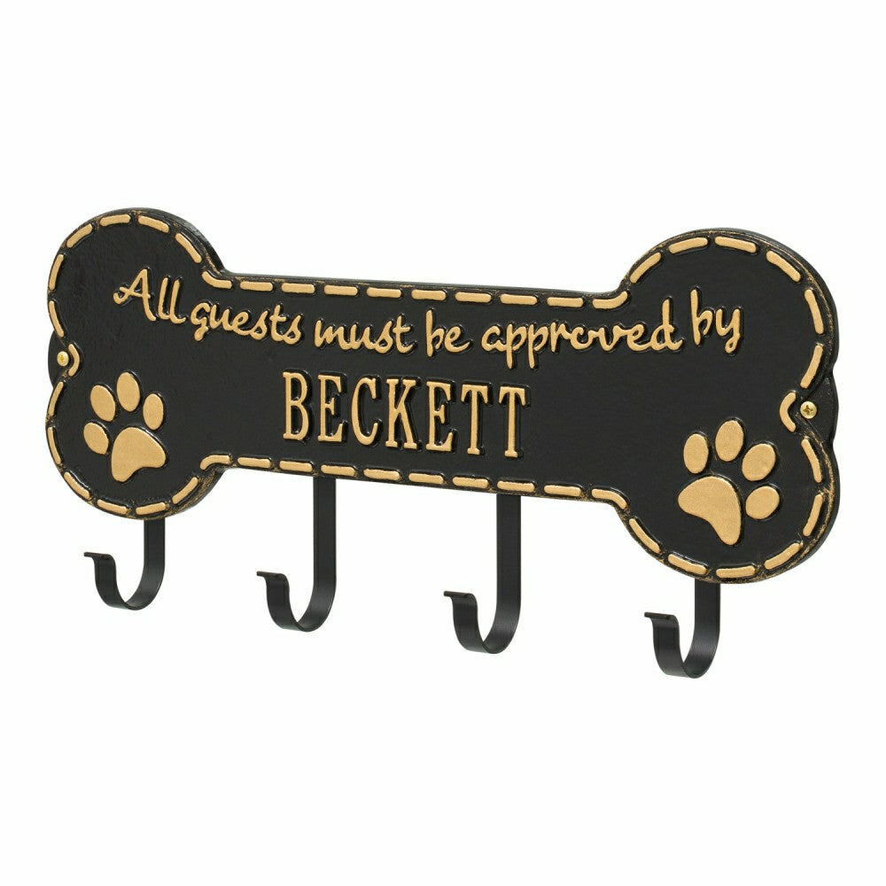 Plow & Hearth Beckett Paw Bone Hook Plaque, Black/Gold