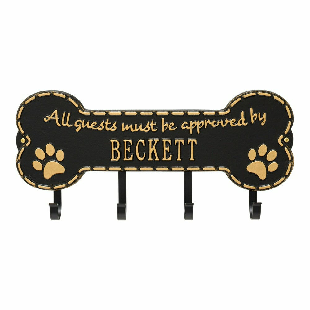 Plow & Hearth Beckett Paw Bone Hook Plaque, Black/Gold