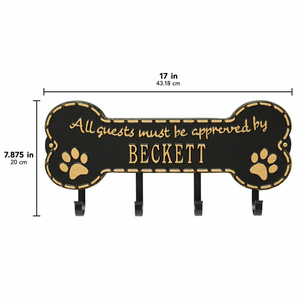 Plow & Hearth Beckett Paw Bone Hook Plaque, Black/Gold